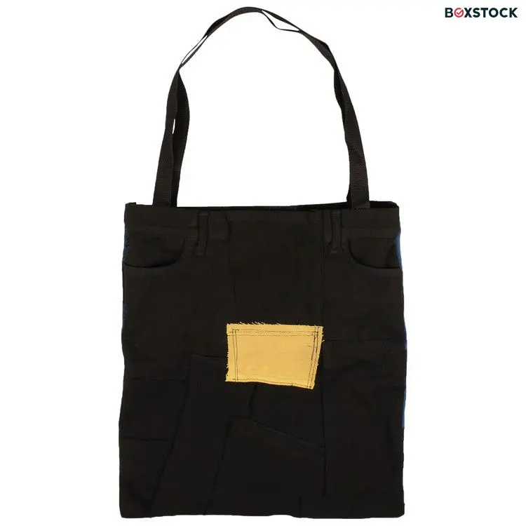 424 Flannel Patched Tote Bag 'Black'