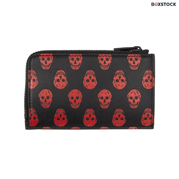 Alexander McQueen Biker Skull Zip Card Holder 'Black/Red'