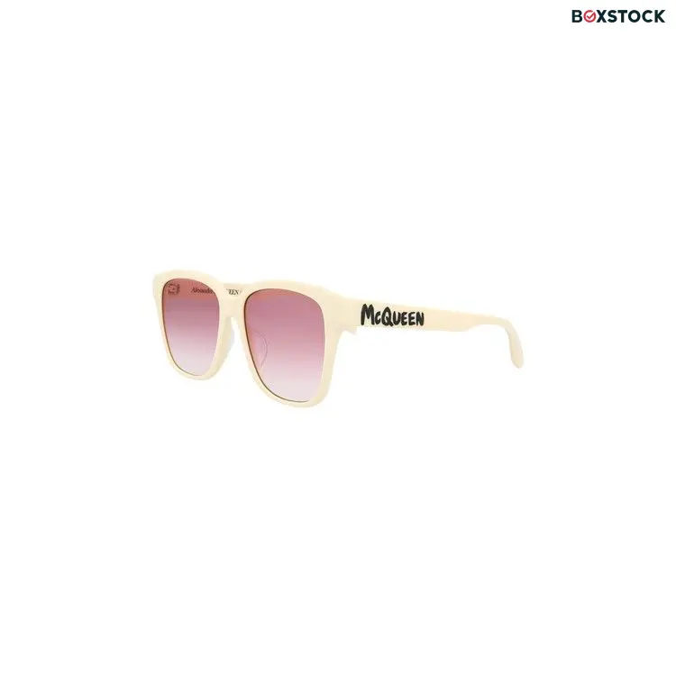 Alexander McQueen Square Frame Acetate Sunglasses 'White'
