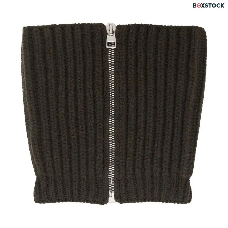 Alexander McQueen Wool And Cashmere Zip Scarf 'Khaki' Green