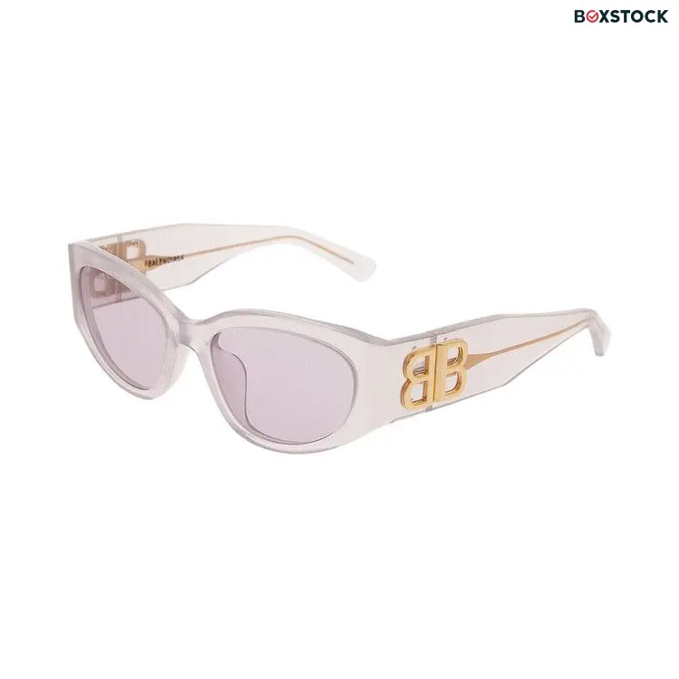 Balenciaga Bossy Round Frame Sunglasses 'Milky Transparent/Pink'