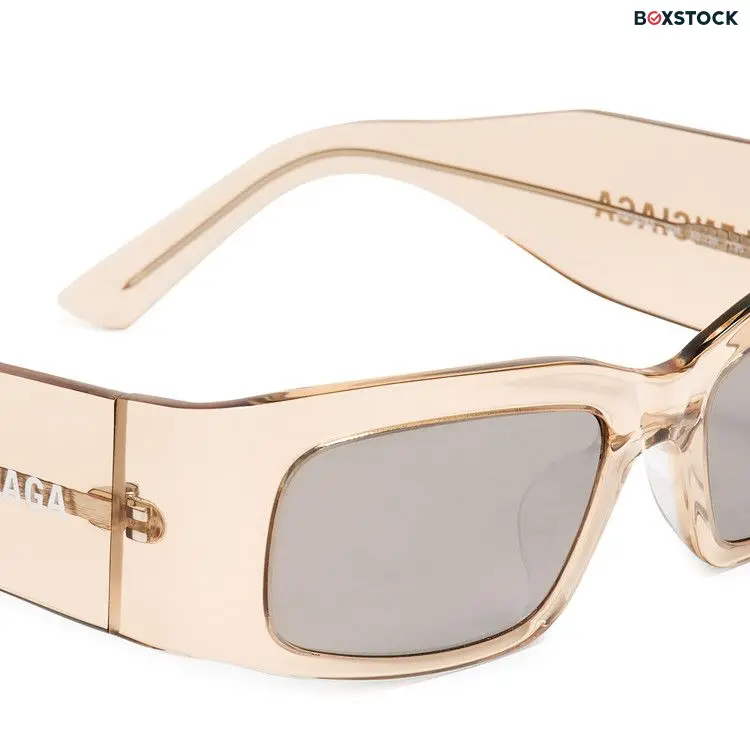 Balenciaga Paper Rectangle Frame Sunglasses 'Transparent/Amond/Silver' Black