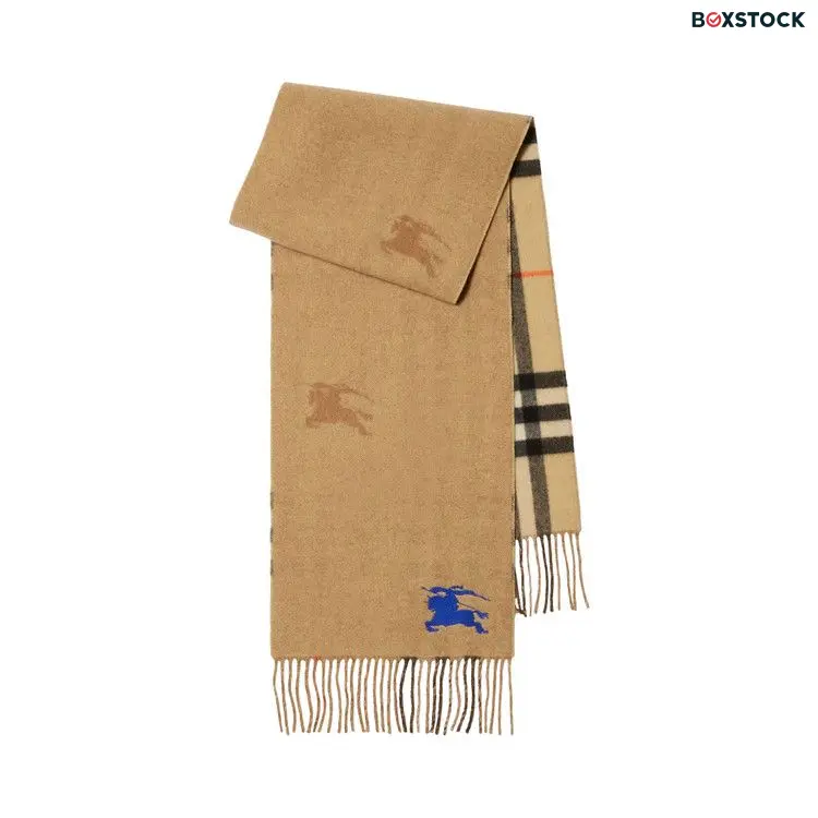 Burberry EKD Cashmere Reversible Scarf 'Sand' Tan Fall/Winter 2024