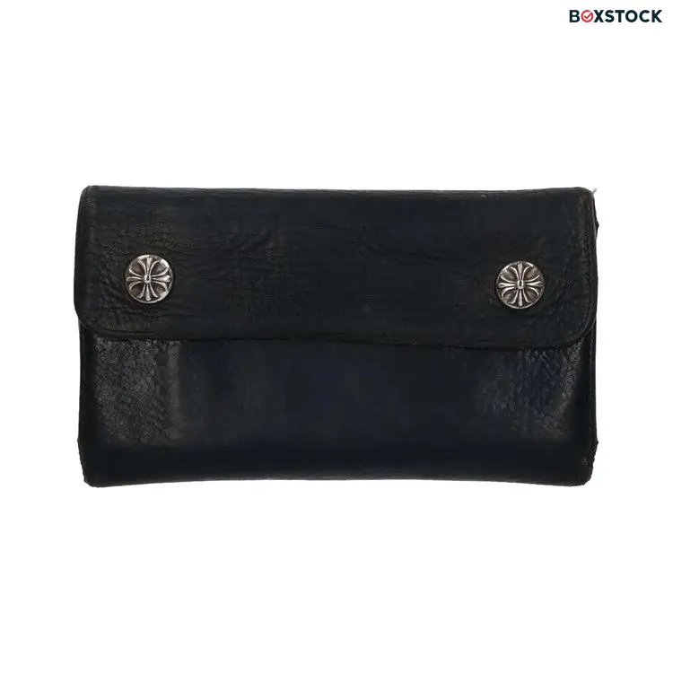 Chrome Hearts Cross Ball Button Leather Wallet 'Black'