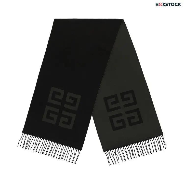 Givenchy Tassel Trim Monogram Scarf 'Khaki/Black' Tan
