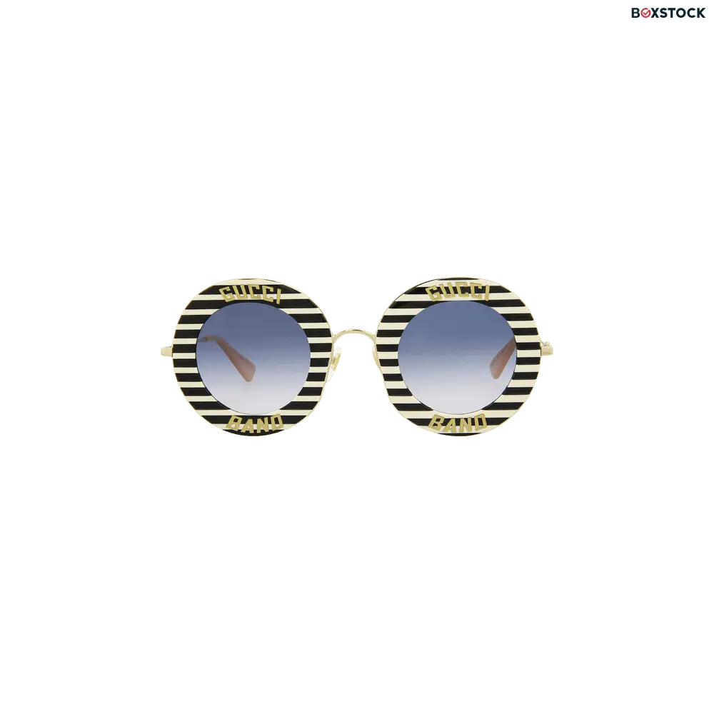 Gucci Round Sunglasses 'Black/Gold/Blue' Multi-Color