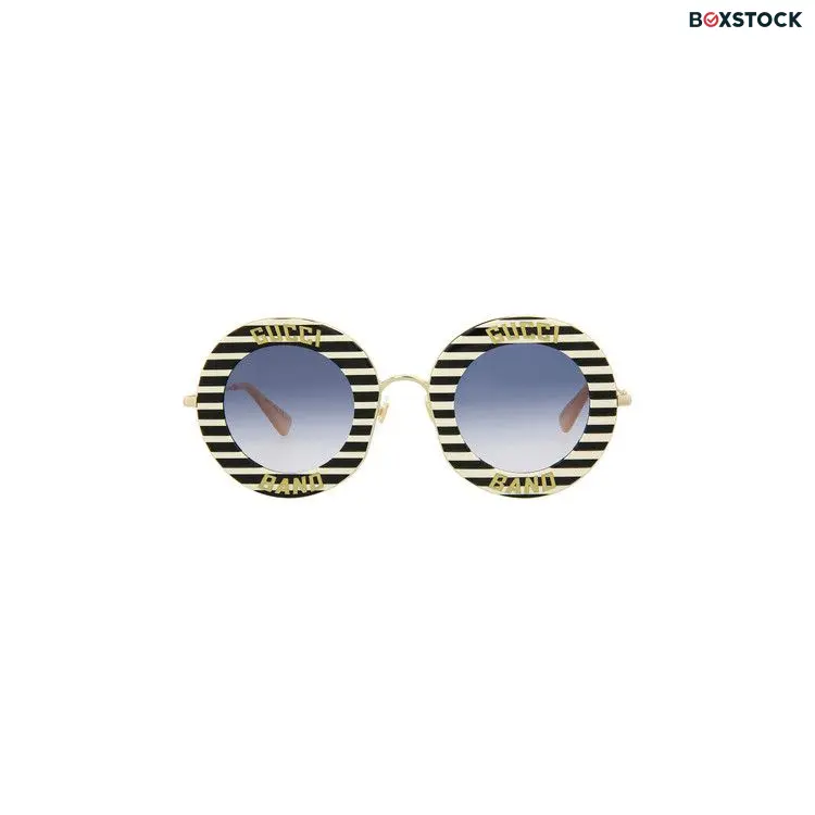 Gucci Round Sunglasses 'Black/Gold/Blue' Multi-Color