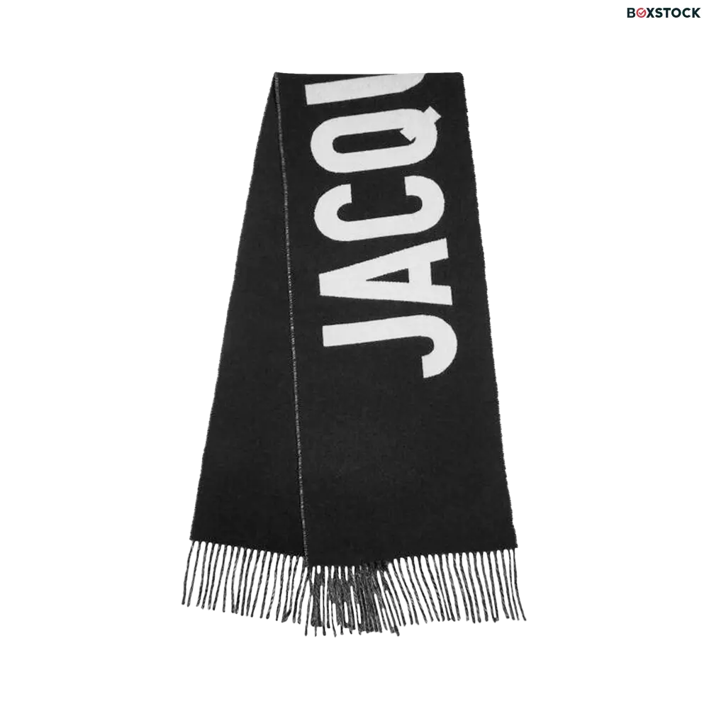 Jacquemus Fringe Logo Scarf 'Black' Fall/Winter 2024