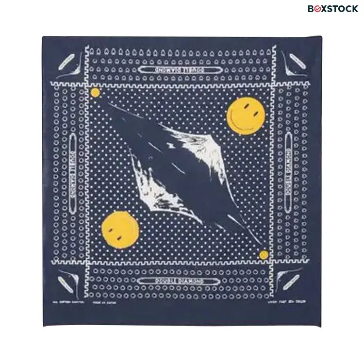 Kapital Fastcolor Selvedge Bandana (Mirrored Fuji Smile) 'Navy' Blue