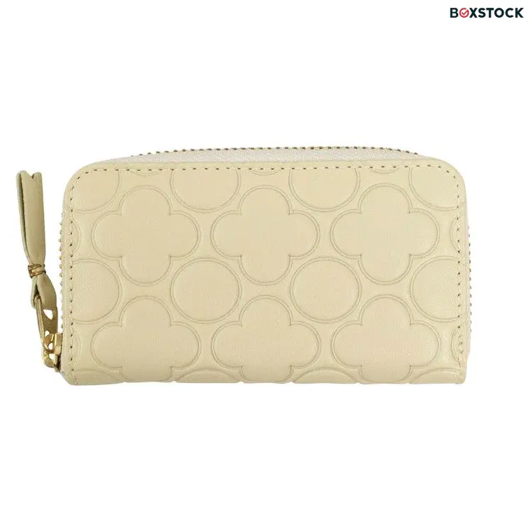 Comme des Garçons Leather Clover Embossed Mini Wallet Coin Purse 'Ivory' Cream
