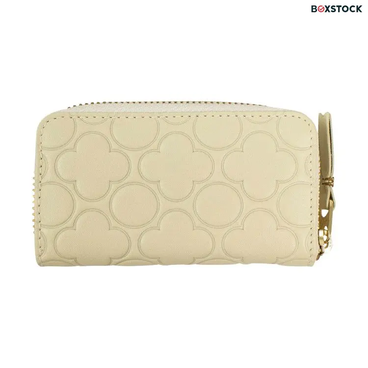 Comme des Garçons Leather Clover Embossed Mini Wallet Coin Purse 'Ivory' Cream