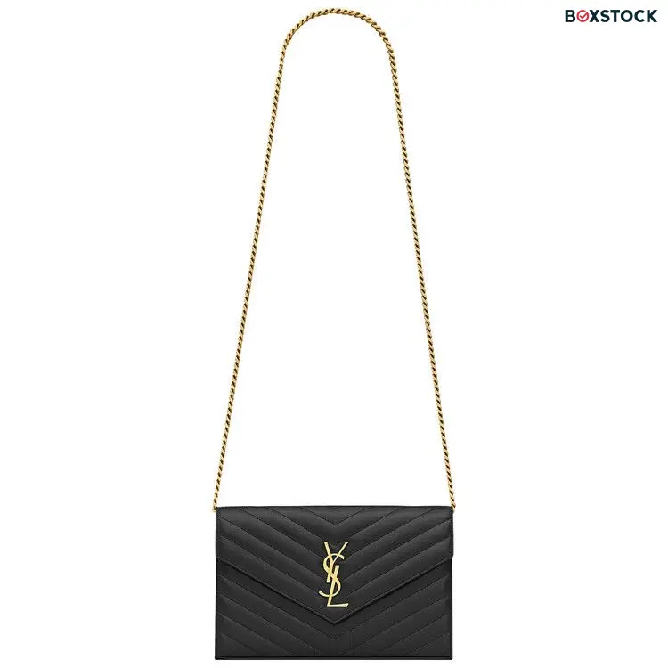 Saint Laurent Cassandre Chain Wallet 'Noir' Black Spring/Summer 2024