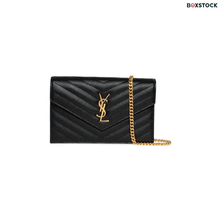 Saint Laurent Cassandre Envelope Chain Wallet 'Black' Spring/Summer 2024