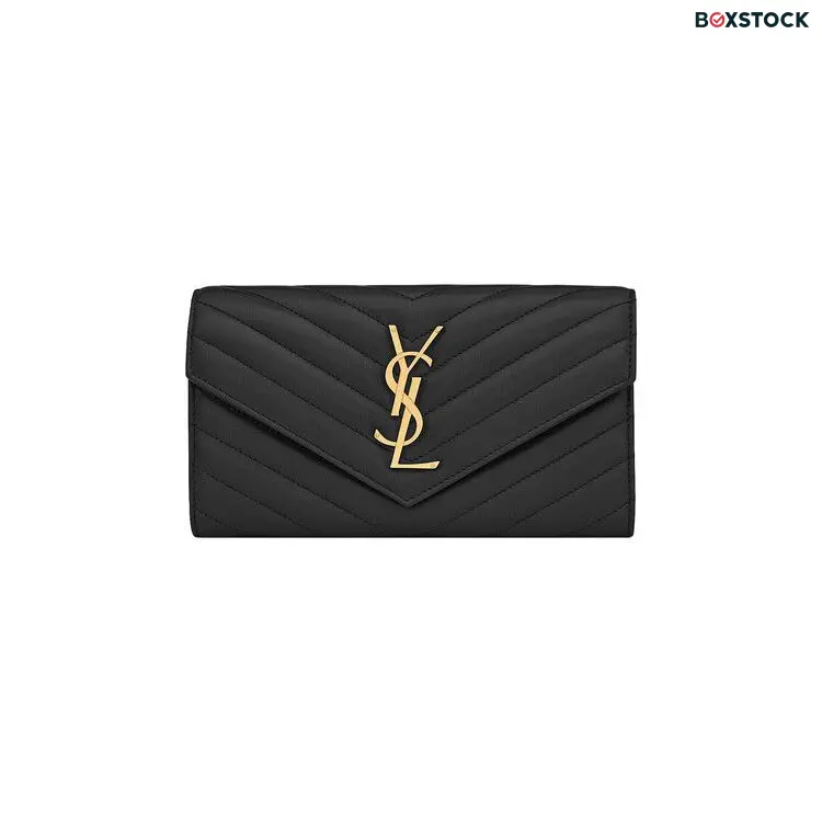 Saint Laurent Cassandre Matelassé Large Flap Wallet 'Noir' Black Spring/Summer 2024