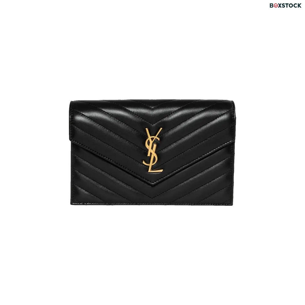 saint laurent Saint Laurent Envelope Chain Wallet 'Noir' Black Spring/Summer 2024