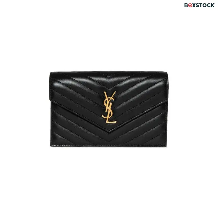 Saint Laurent Envelope Chain Wallet 'Noir' Black Spring/Summer 2024