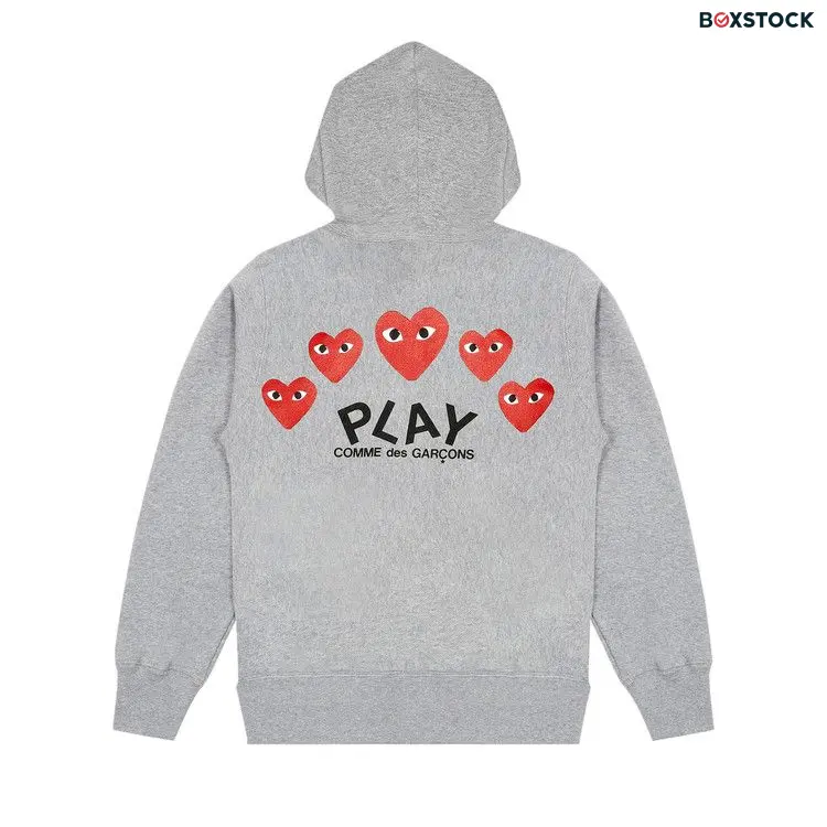 Comme des Garçons PLAY Multi Heart Zip Up Hoodie 'Grey'