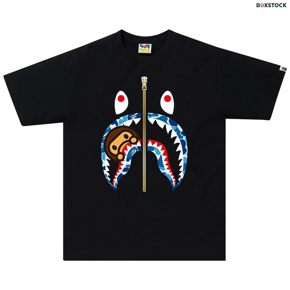BAPE ABC Camo Milo Shark Tee 'Black/Blue' Spring/Summer 2020