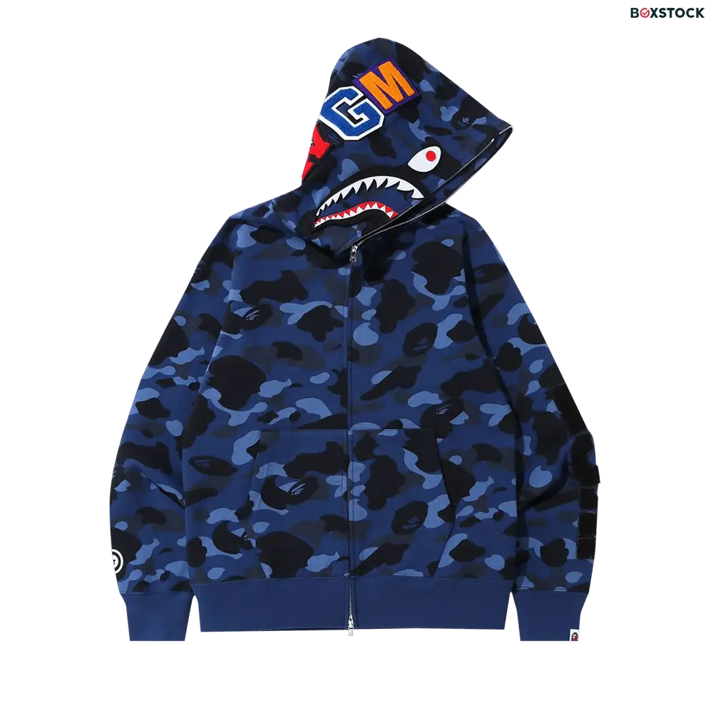 BAPE Color Camo Detachable Shark Full Zip Hoodie 'Blue' Spring/Summer 2020