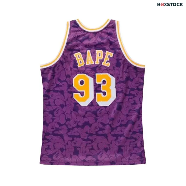BAPE x Mitchell & Ness Lakers ABC Basketball Swingman Jersey 'Purple' Fall/Winter 2018