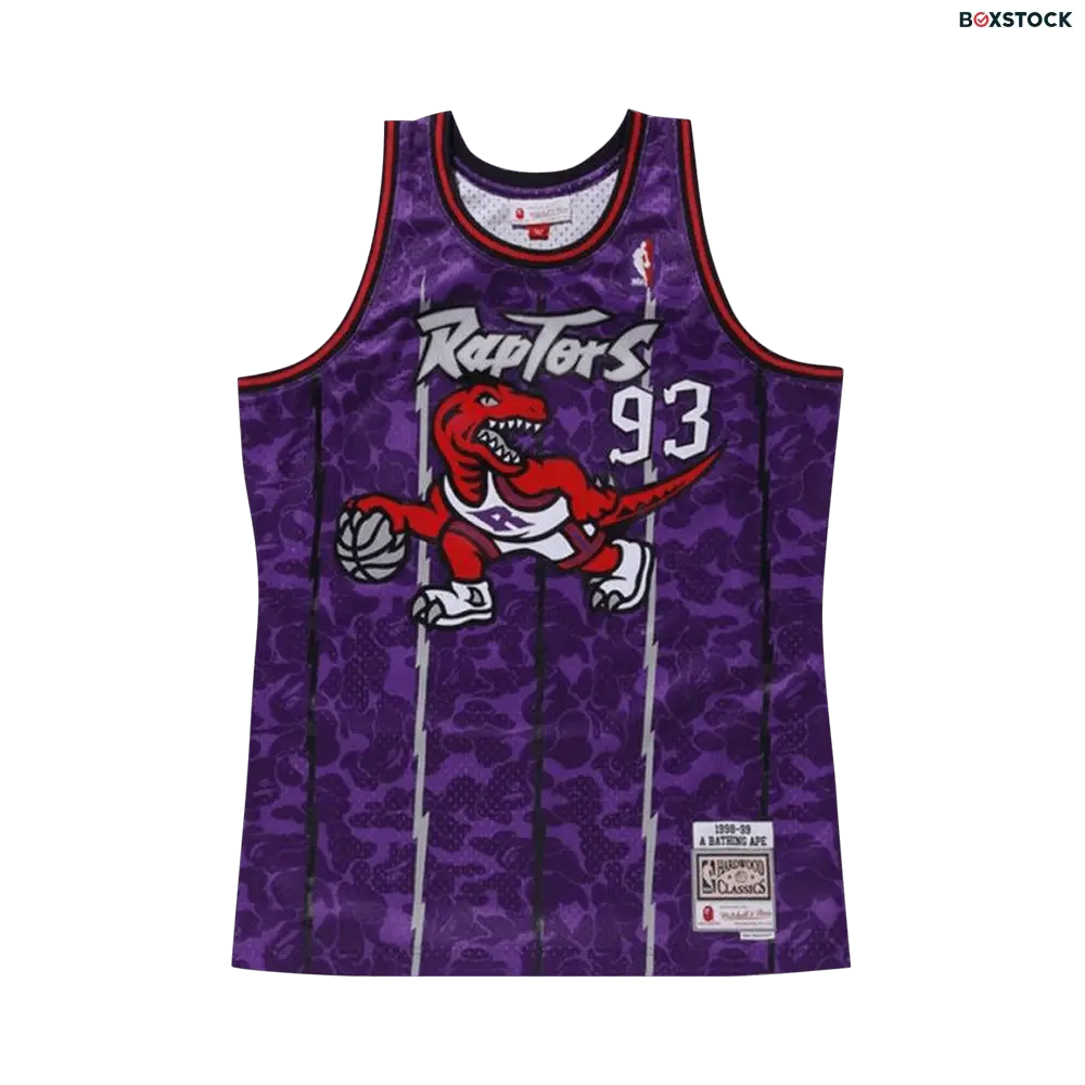 bape BAPE x Mitchell & Ness Raptors Camo Basketball Swingman Jersey 'Purple' Fall/Winter 2018