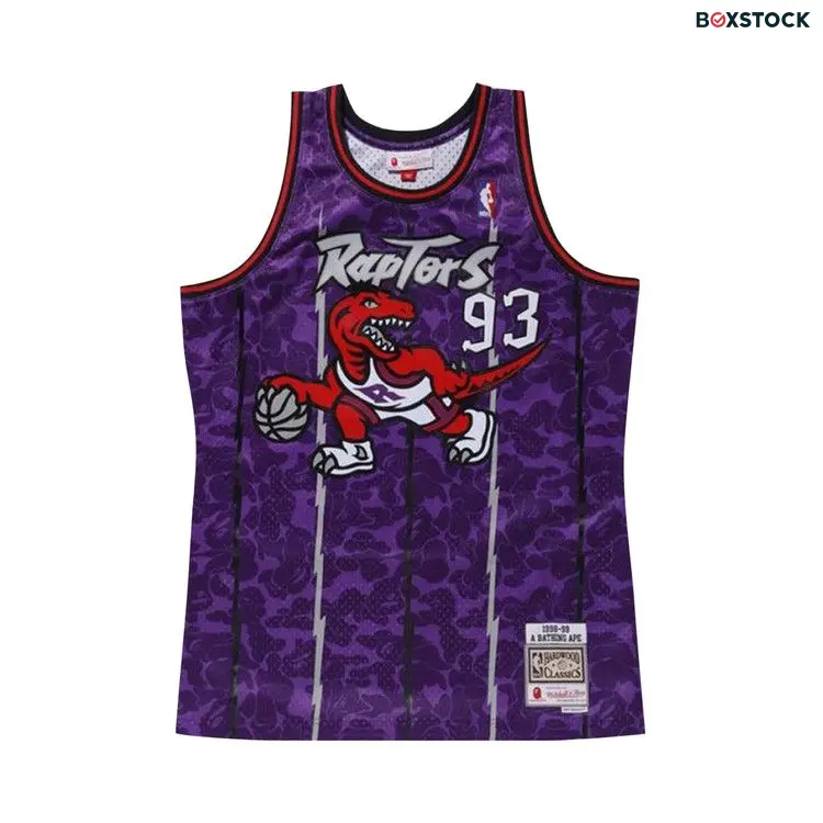 BAPE x Mitchell & Ness Raptors Camo Basketball Swingman Jersey 'Purple' Fall/Winter 2018