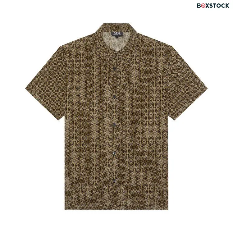 A.P.C. Leandre Short-Sleeve Shirt 'Tobacco' Green Spring/Summer 2024