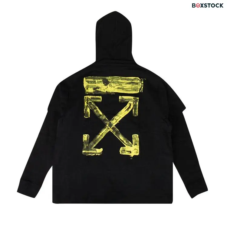 Off-White Acrylic Arrows Double Tee Hoo 'Black / Yellow' Fall/Winter 2019