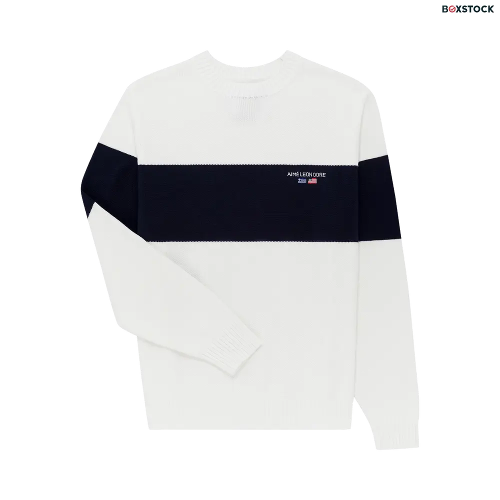 aimé leon dore Aimé Leon Dore 38-GS Offshore Knit Crewneck Sweater 'White' Multi-Color Fall/Winter 2023
