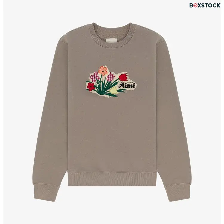 Aimé Leon Dore Floral Appliqué Crewneck Sweatshirt 'Laurel Oak' Brown Spring/Summer 2024
