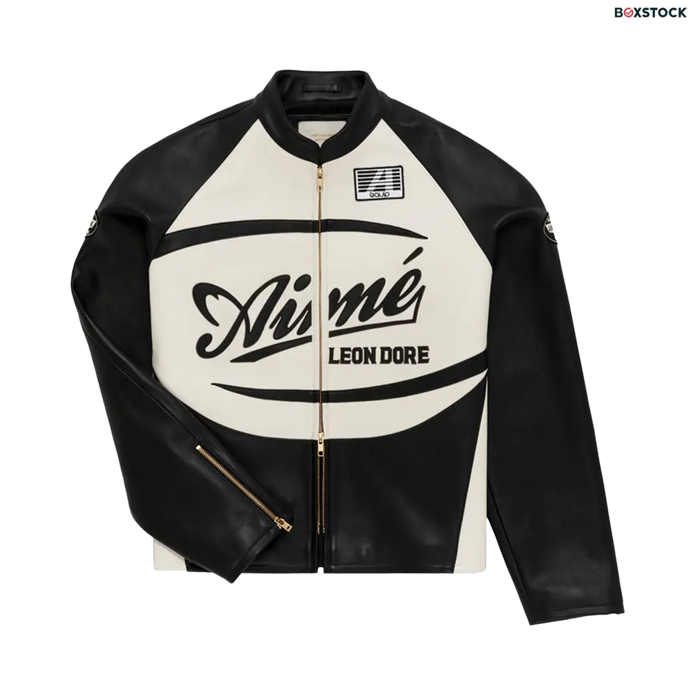 Aimé Leon Dore Leather Café Racer Jacket 'Jet Black' Spring/Summer 2023