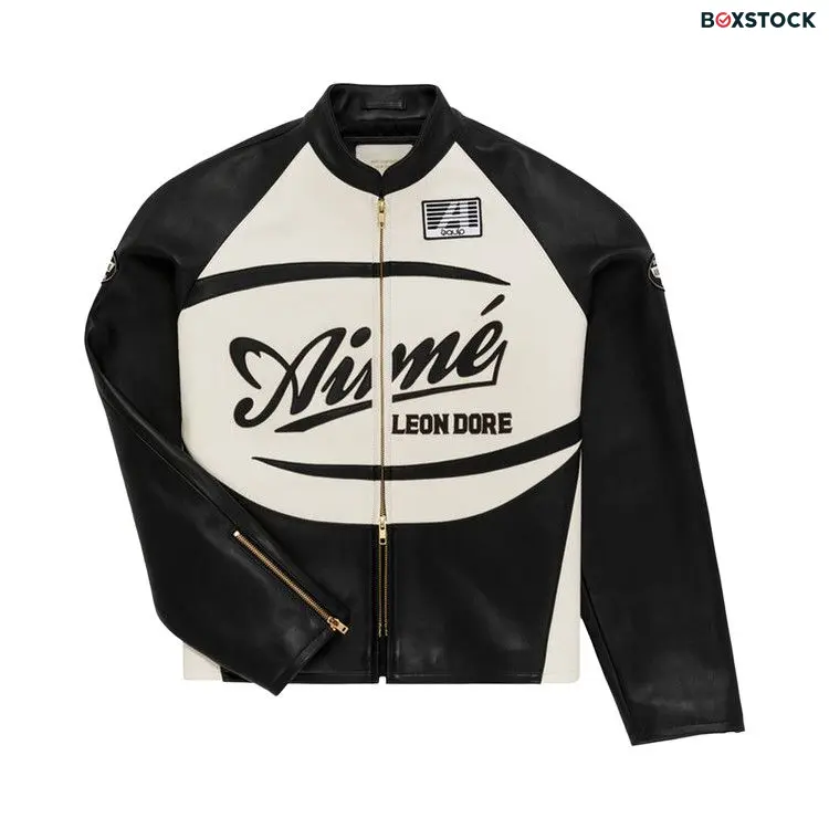 Aimé Leon Dore Leather Café Racer Jacket 'Jet Black' Spring/Summer 2023