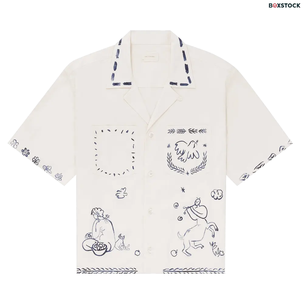Aimé Leon Dore Lesvos Cropped Camp Shirt 'Pristine' White Spring/Summer 2024