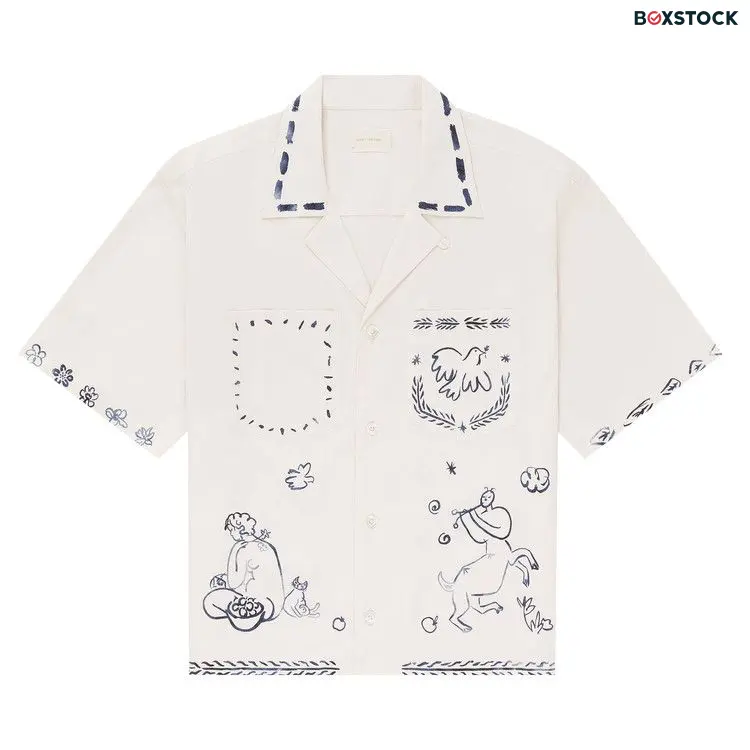 Aimé Leon Dore Lesvos Cropped Camp Shirt 'Pristine' White Spring/Summer 2024
