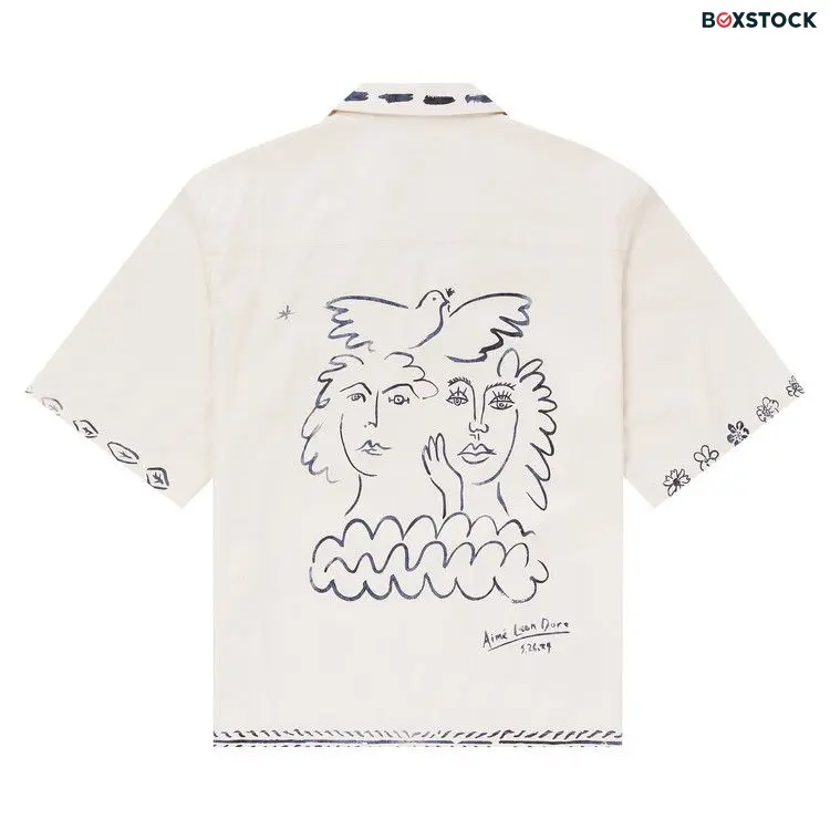 Aimé Leon Dore Lesvos Cropped Camp Shirt 'Pristine' White Spring/Summer 2024