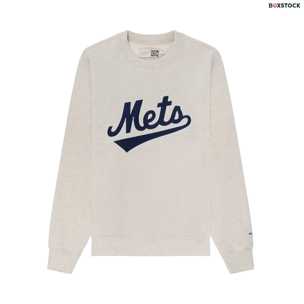 Aimé Leon Dore x New York Mets Chainstitch Crewneck Sweatshirt 'Oatmeal' Grey Spring/Summer 2024