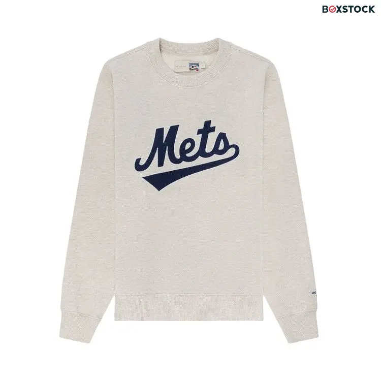 Aimé Leon Dore x New York Mets Chainstitch Crewneck Sweatshirt 'Oatmeal' Grey Spring/Summer 2024