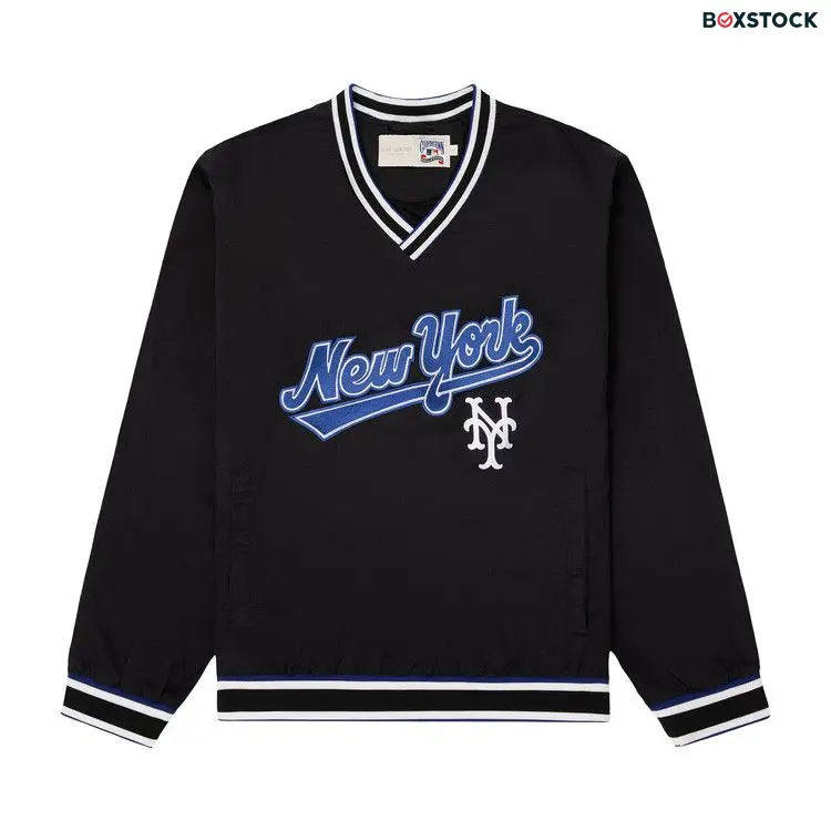 Aimé Leon Dore x New York Mets Nylon V-Neck Pullover 'Jet Black' Spring/Summer 2024