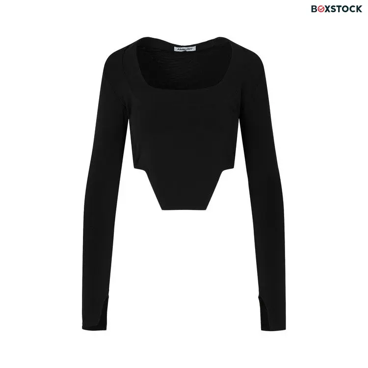 Ambush Cropped Asymmetric Hem Top 'Black' Spring/Summer 2022