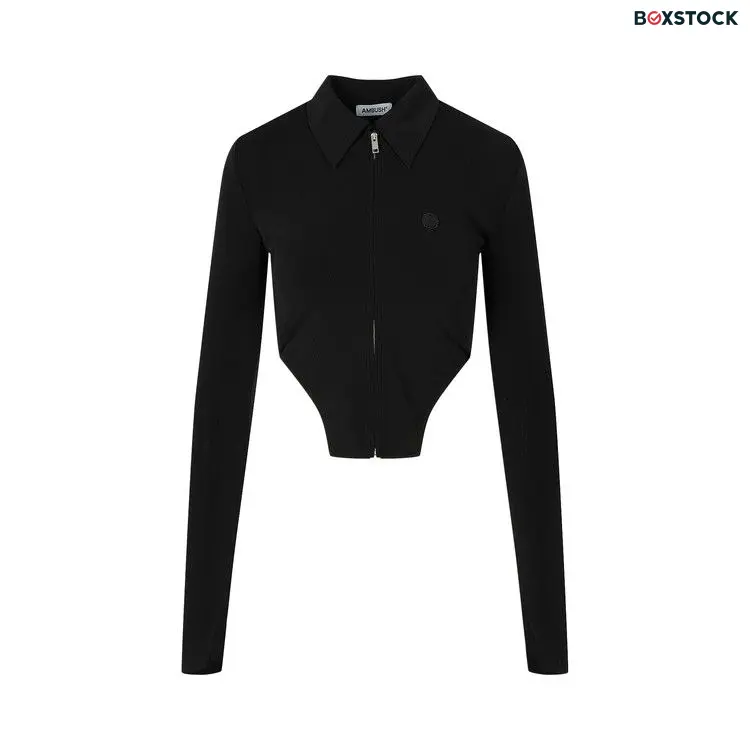 Ambush Zip Up Cropped Top 'Black/White' Spring/Summer 2022