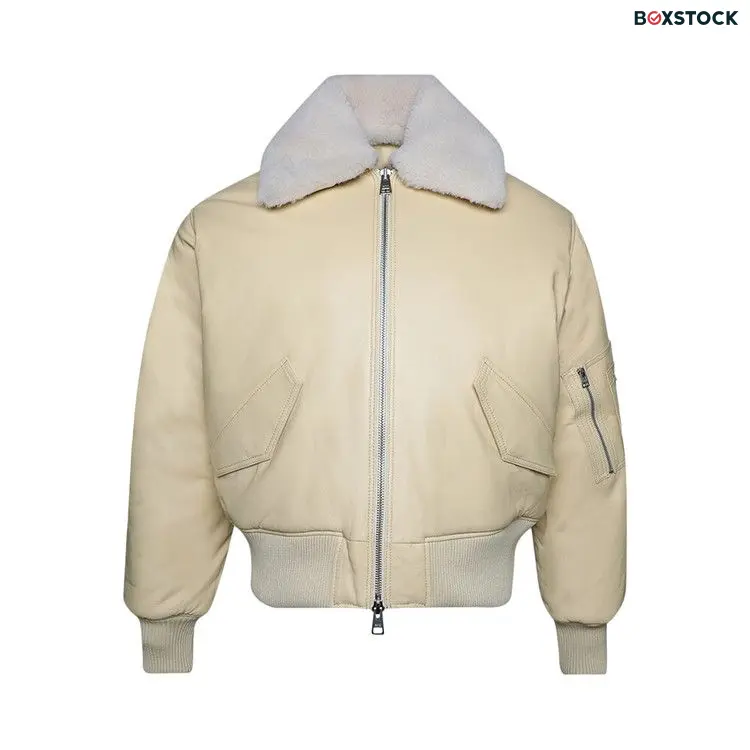 Ami Leather Bomber Jacket 'Vanilla Cream' White Fall/Winter 2023