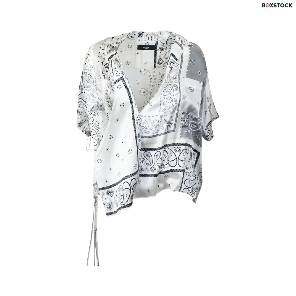 Amiri Bandana Reconstruct Wrap Shirt 'Grey'