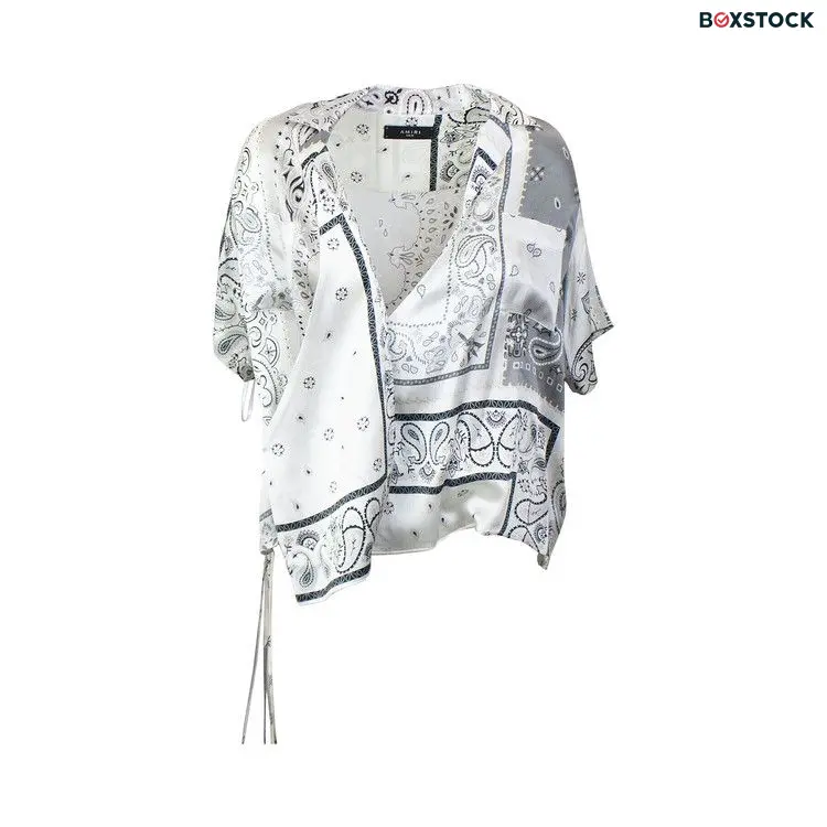 Amiri Bandana Reconstruct Wrap Shirt 'Grey'