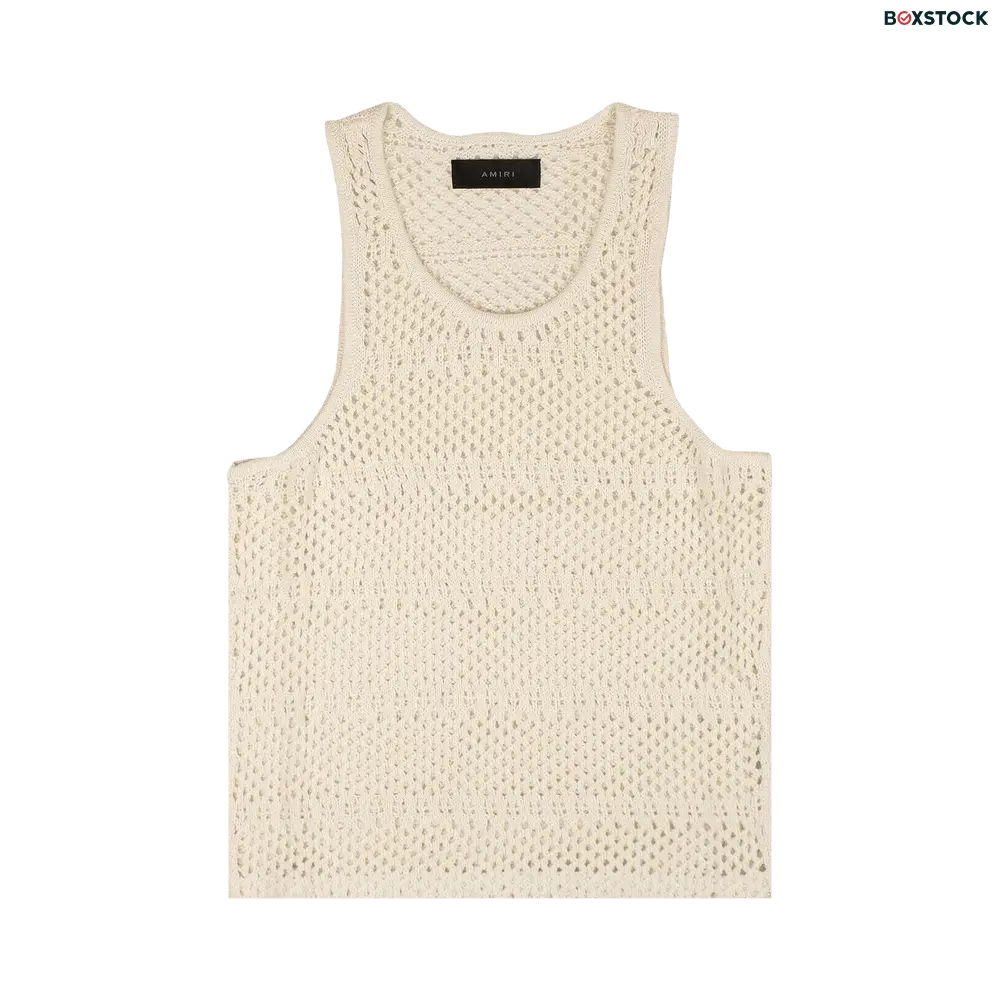 Amiri Boyfriend Crochet Tank Top 'Ivory' White