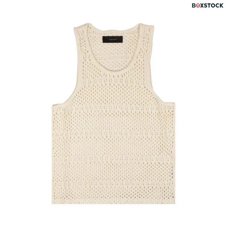 Amiri Boyfriend Crochet Tank Top 'Ivory' White