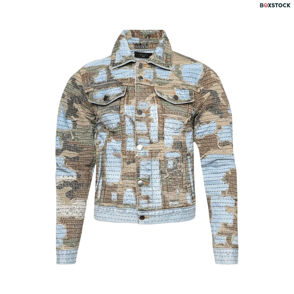 Amiri Camo Boro Repair Trucker 'Perfect Indigo' Blue Spring/Summer 2024