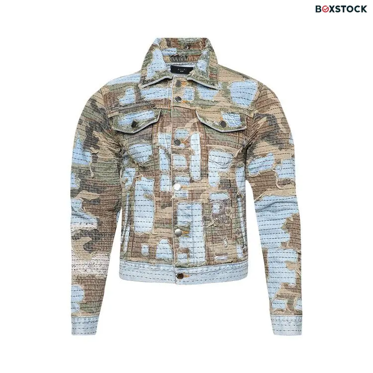 Amiri Camo Boro Repair Trucker 'Perfect Indigo' Blue Spring/Summer 2024