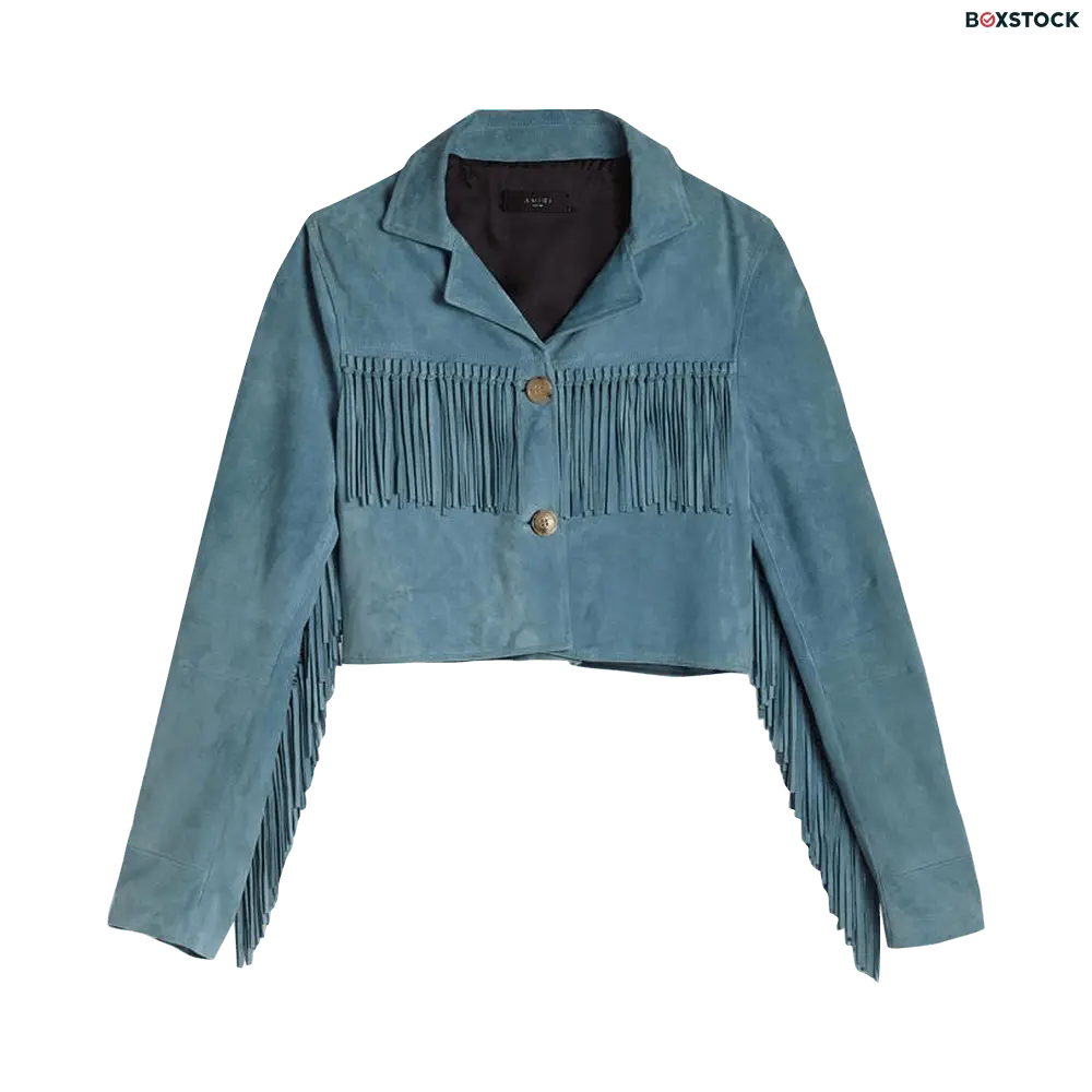 Amiri Cropped Fringe Biker Outerwear 'Cobalt' Blue Spring/Summer 2020