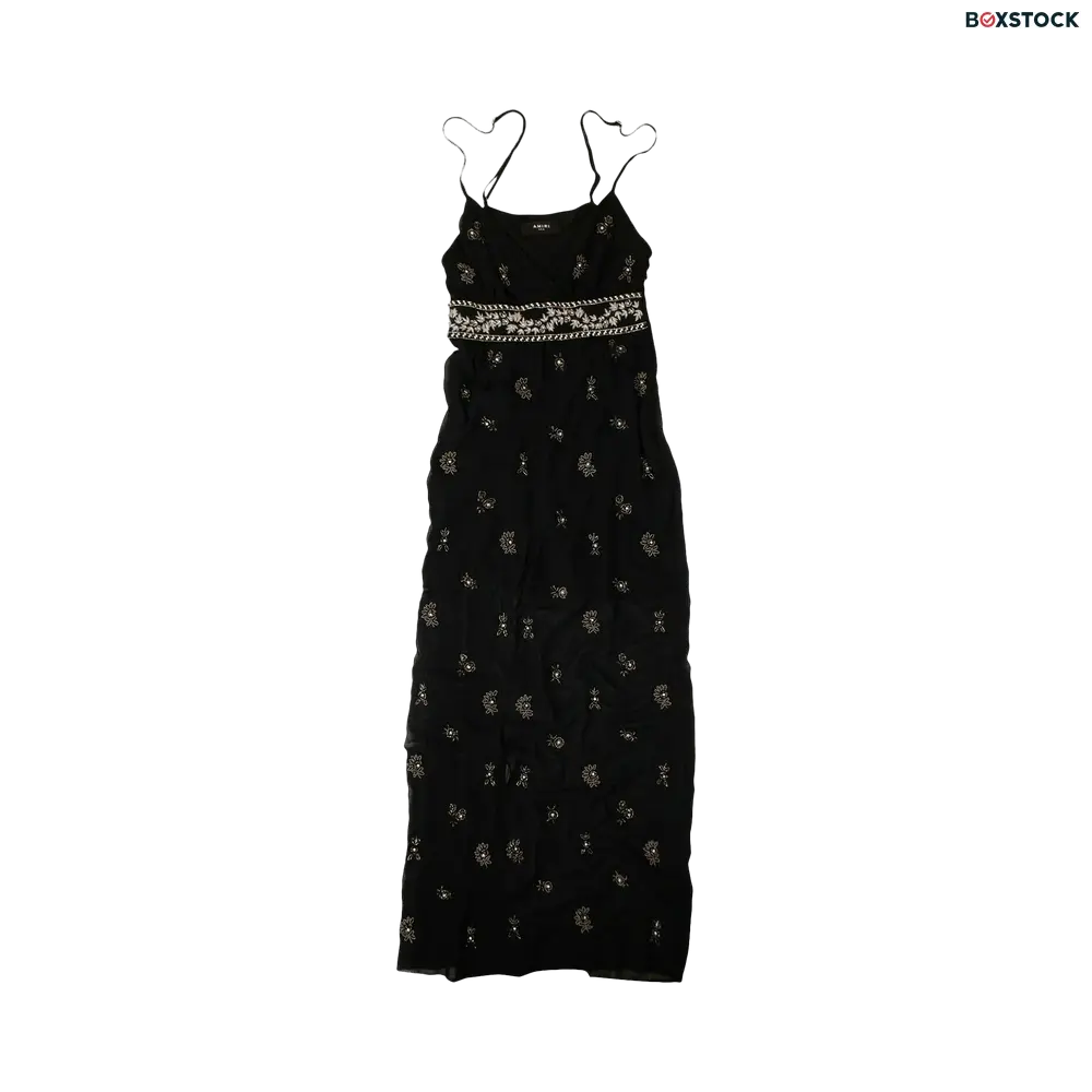 Amiri Embellished Silk Chiffon Midi Dress 'Black'