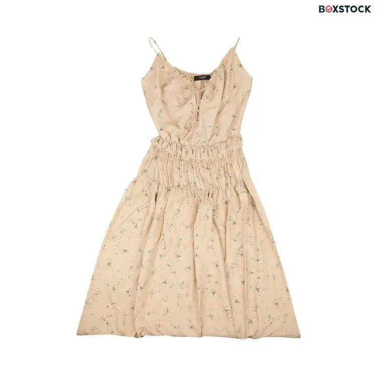 Amiri Floral Design Voile Maxi Dress 'Nude' Tan